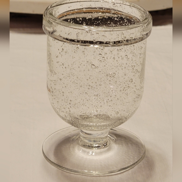 Mexican Handcrafted Vintage Hand Blown Clear Bubble Glass Wine Glass Tequila - Picture 1 of 8